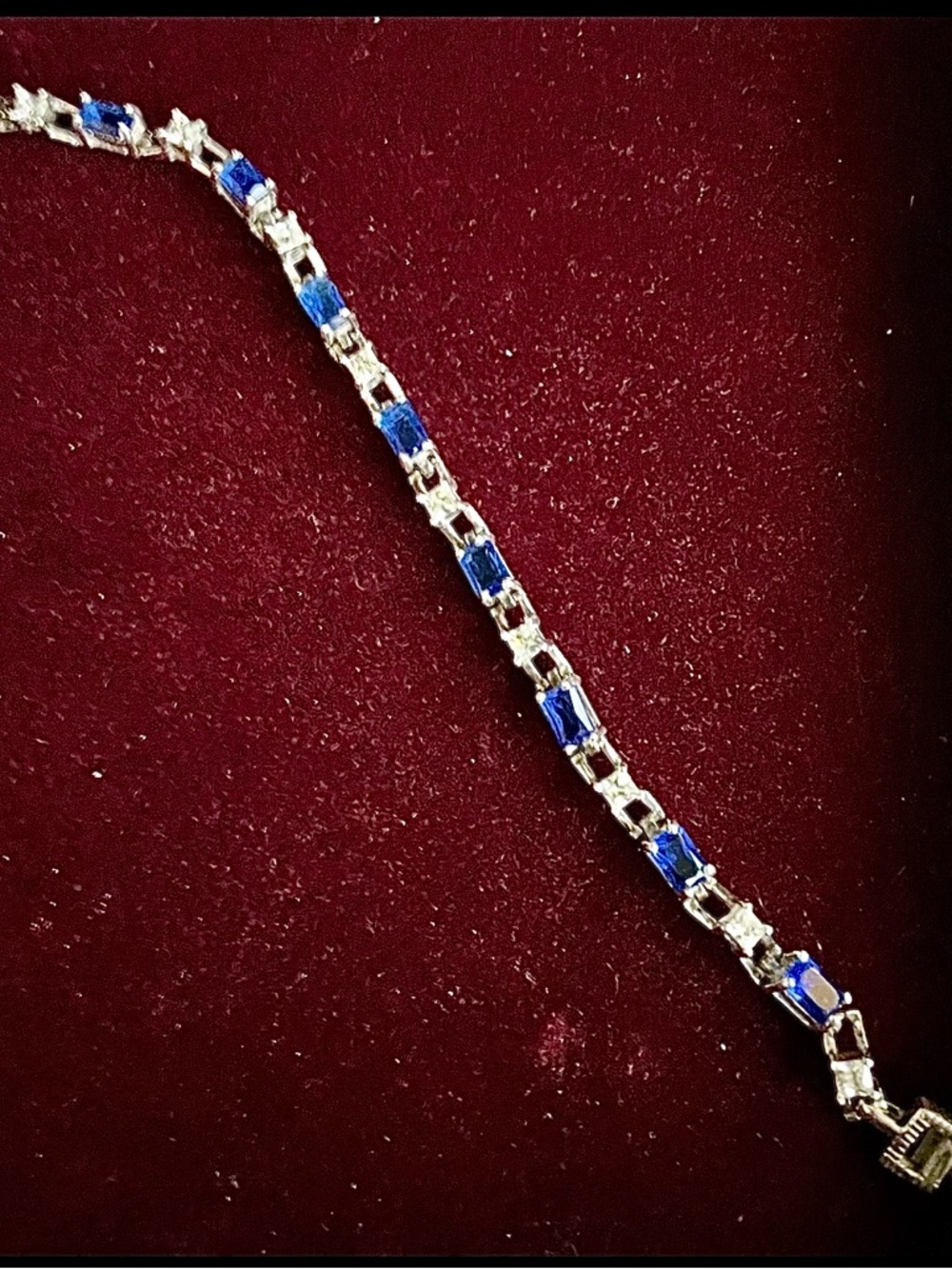 Sterling Silver Blue & Crystal Tennis Bracelet - Picture 8 of 11